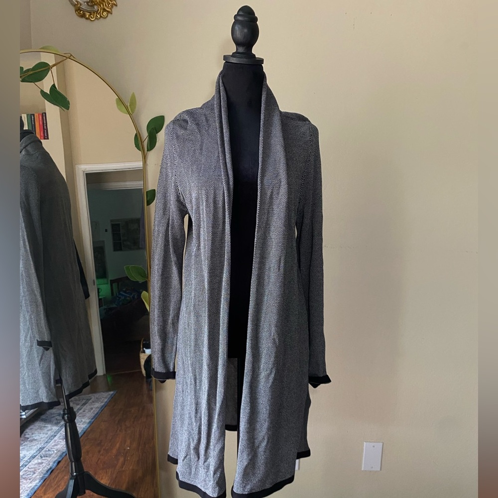 Eileen fisher tencel light cardigan open front women’s grey dark charcoal small